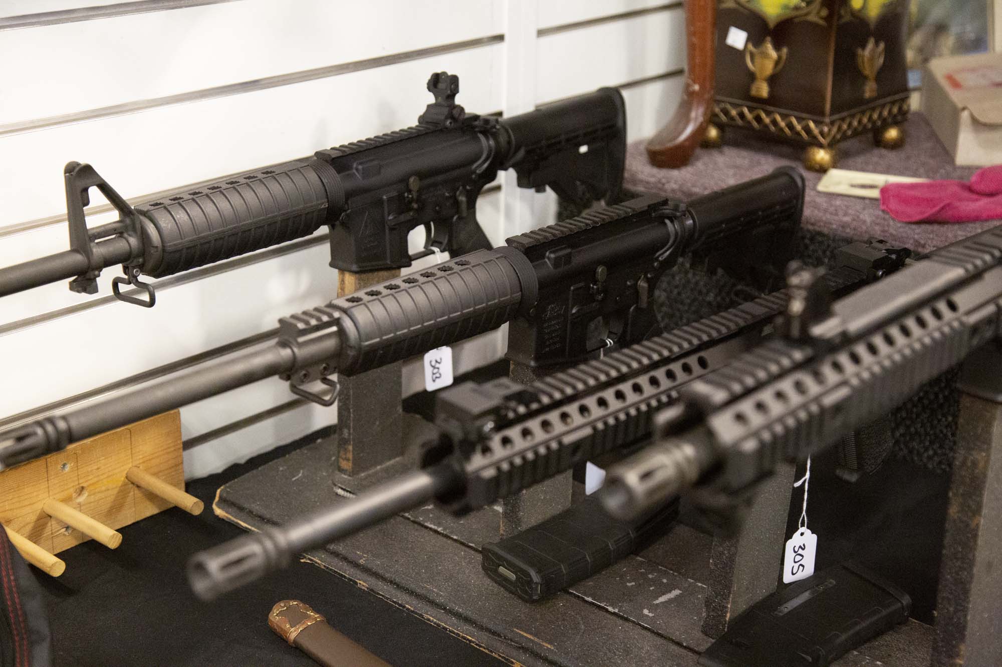 Close up of gun barrels